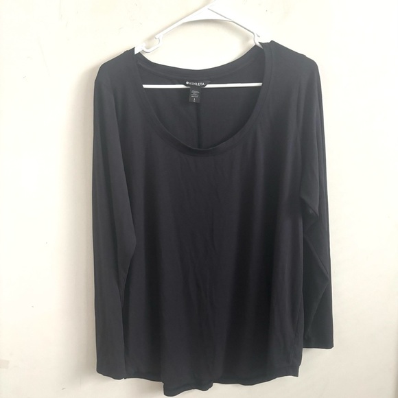 Athleta Stratus Il Tee Top Black 988022 Size L Long Sleeve - Picture 2 of 8